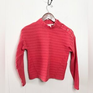 Maeve by Anthropologie Textured Button-Detail Mock Neck Sweater pink size SM